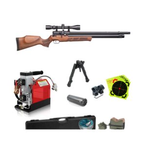 Combo KRAL Puncher Mega II Regulated PCP 5.5mm Walnut