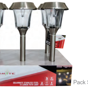 STAINLESS STEEL SOLAR COOL WHITE LED PATH LIGHT (6 PIECES)