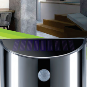 STAINLESS STEEL 4 LED SOLAR MOTION SENSOR WALL LIGHT